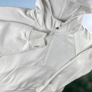 Laslulu Hoodie Women M White Pullover Sweatshirt Half Zip Cozy Active‎
